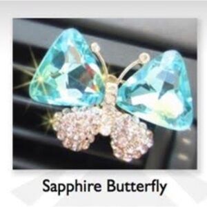 Diva Glam-Air Blue Sapphire Diamond Butterfly Car Clip Scented Air Freshener